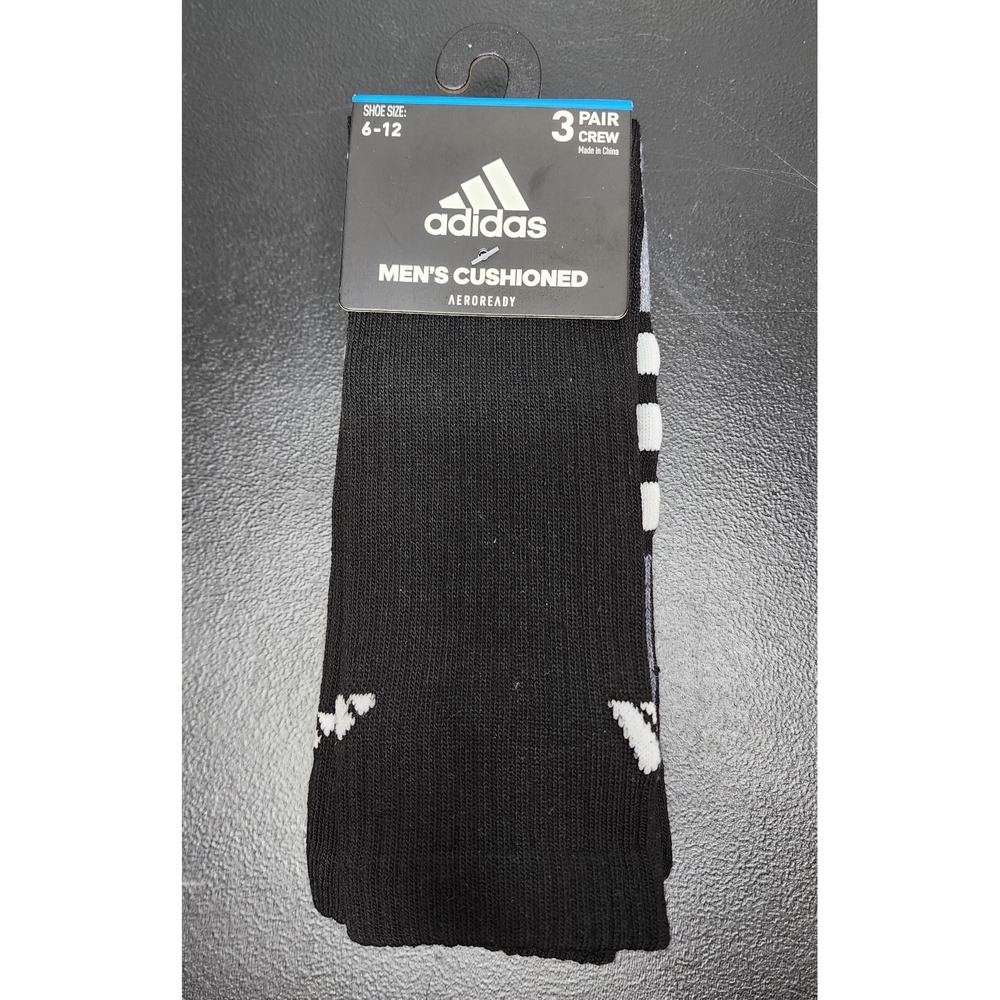 Adidas Mens Shoe Size 6 - 12 AeroReady Cushioned Crew Socks 3 Pair Pack